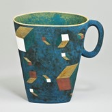 A blue black earthenware 'Optical Cup' made by Elizabeth Fritsch in circa 2006 sold at auction by Maak Contemporary Ceramics