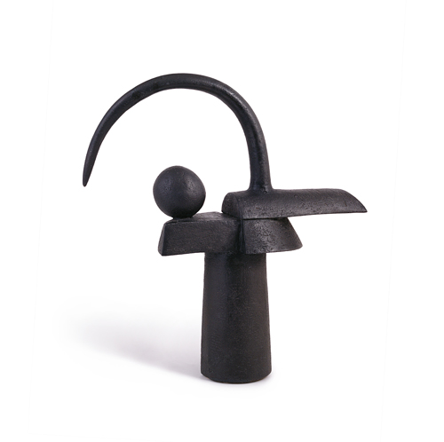 A dark manganese stoneware sculptural form made by Ruth Duckworth in 1993 sold at auction by Maak Contemporary Ceramics