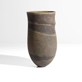 A green and brown stoneware vessel made by Jennifer Lee in 1989 sold at auction by Maak Contemporary Ceramics