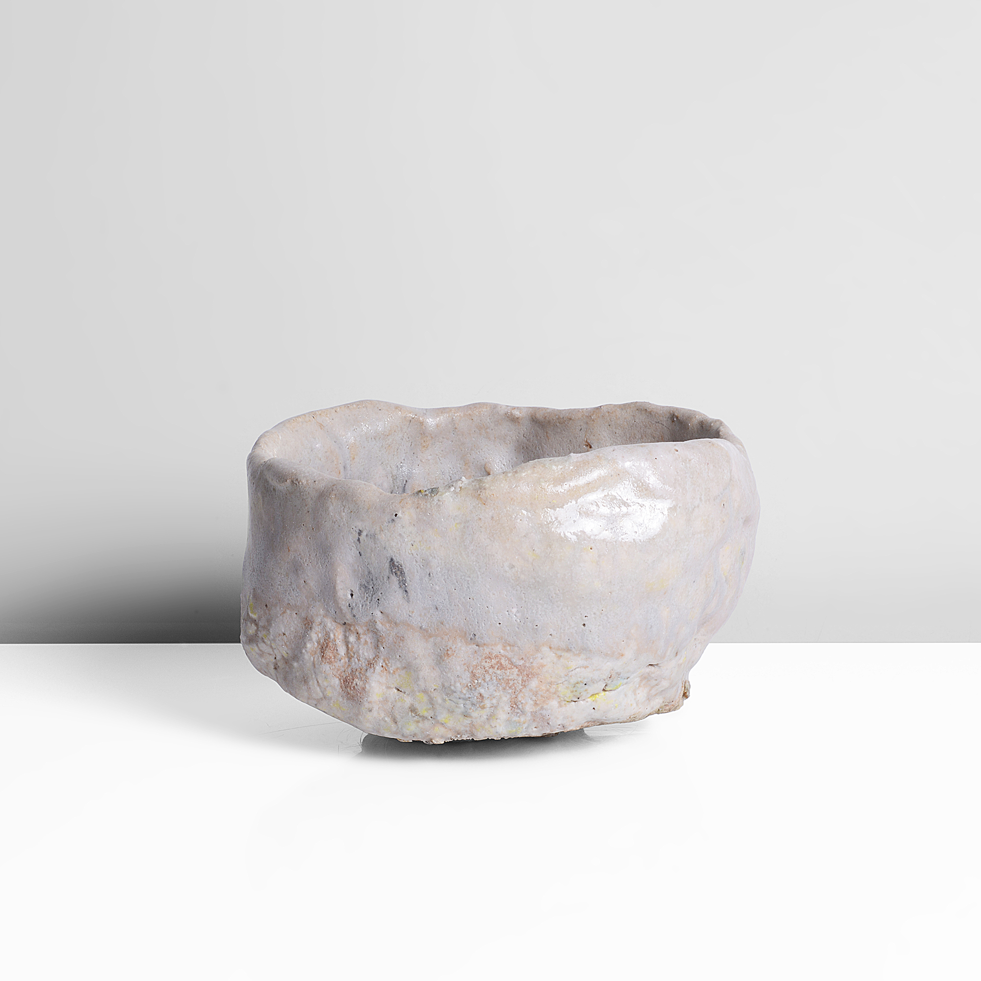 A mixed laminated clay tea bowl made by Ewen Henderson