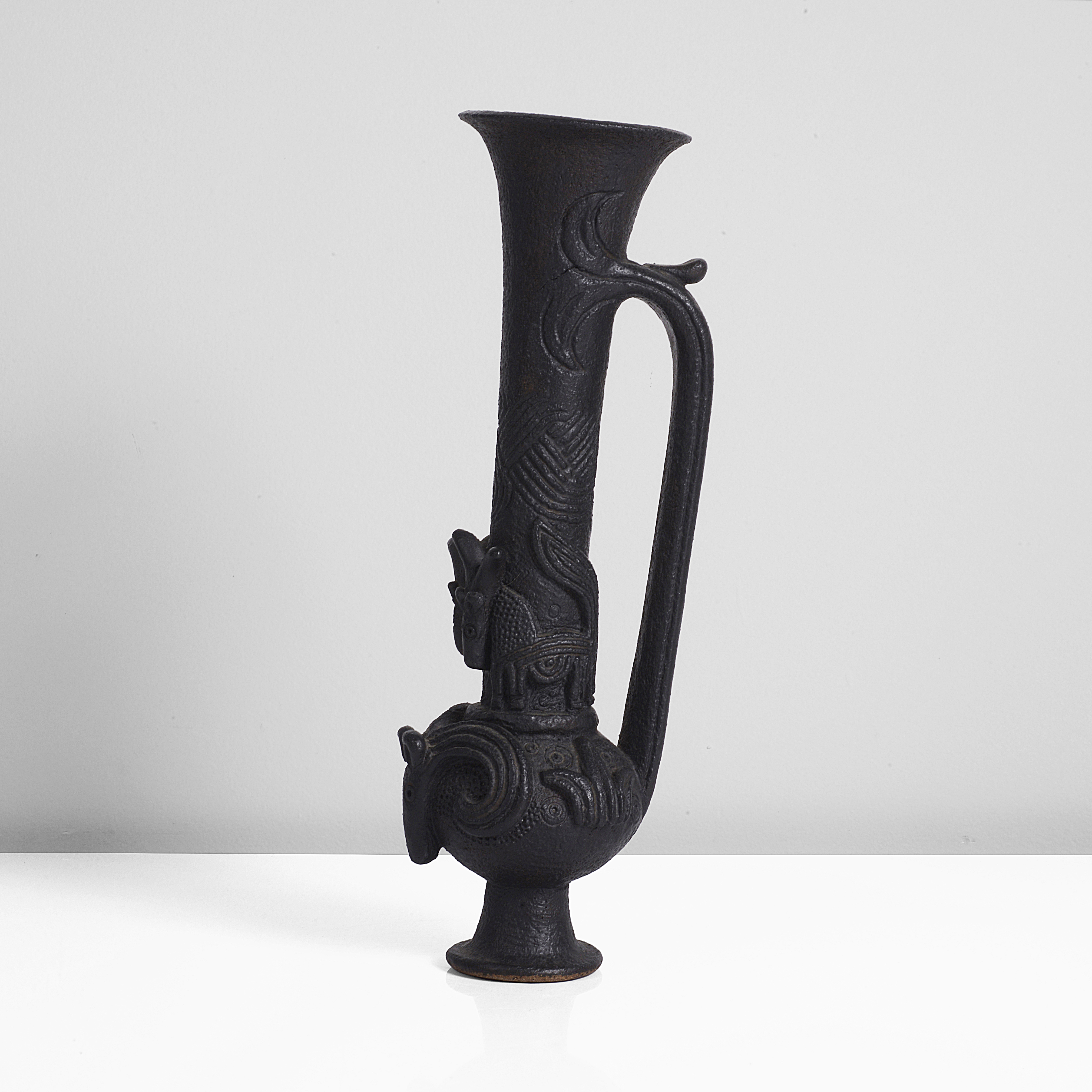 A black stoneware jug made by Ian Godfrey