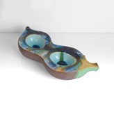 A blue, green and brown stoneware 'Large Seed Pod' made by Kate Malone in circa 1995 sold at auction by Maak Contemporary Ceramics