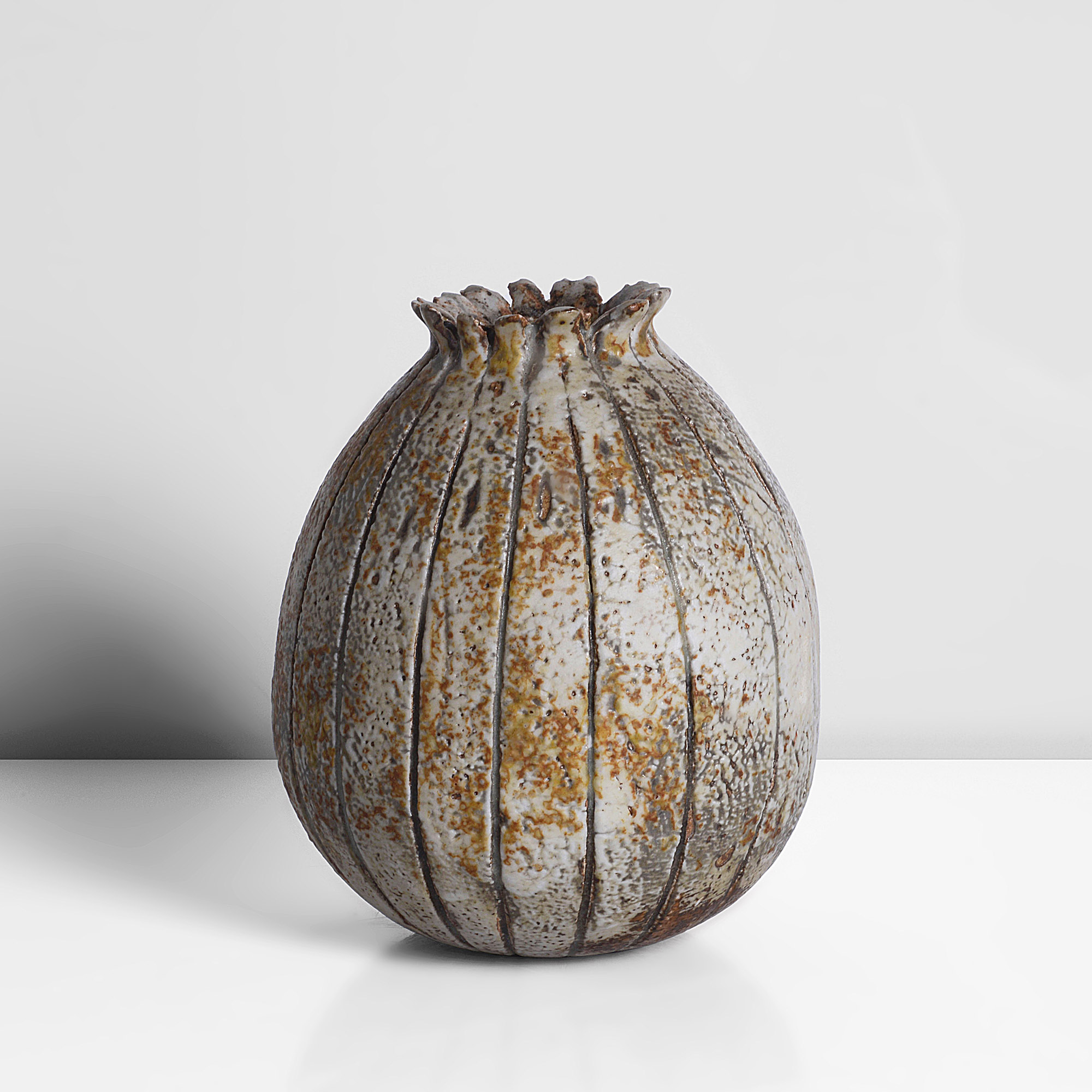 A stoneware pod form made by Alan Wallwork in circa 2005 sold at auction by Maak
