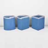 Three blue earthenware vessels made by Ken Eastman in 2002 sold at auction by Maak Contemporary Ceramics