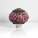 A purple porcelain pod form made by Geoffrey Swindell in circa 1982 sold at auction by Maak Contemporary Ceramics