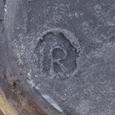 An impressed IR seal on a vase made by Inger Rokkjaer sold at auction by Maak Contemporary Ceramics