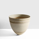 Maak, Jennifer Lee | Ceramic Stoneware, pale grey body with amber, coral and speckled bands, painted maker's mark